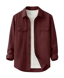 Afflatus Men’s Premium Casual Shirt with Flap Pockets | Slim Fit Stylish Cotton Blend Casual Wear Full Sleeve Shirt