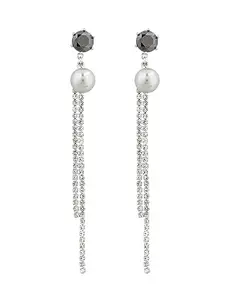 E2O Silver-Toned Contemporary Drop Earrings