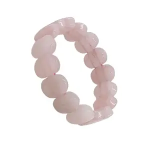 Sahiba Gems Natural Pink Rose Quartz Stone Bracelet Plain Cut Beads Stretchable Hand Bracelet For Every One