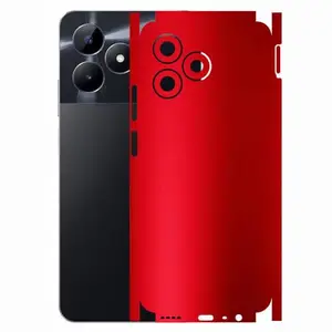 AtOdds - REALME C51 - Mobile Back Skin Sticker - Lamination - Rear Screen Guard Protector Film Wrap (Coverage - Back+Camera+Sides) (Design - Metalic Red)