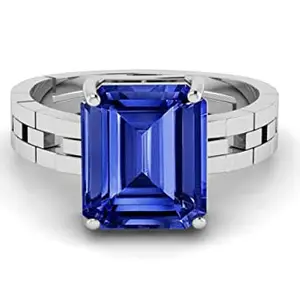 APSSTONE 11.25 Ratti Blue Sapphire Ring panchdhatu ring Silver Plated Astrological Adjustable Ring Size 16-22 for Men and Women
