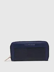 Caprese Women's Faux Leather Solid Pattern Izabella Wallet (Navy Blue, Large)