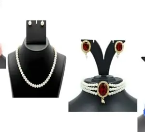 Women's Earring & Necklace Set Combo of 4 Multicolor