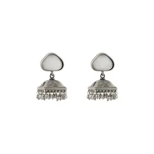 Teejh Karnavati Silver Oxidised White Earring