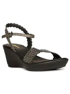 Bata Women's Wedge Heel Sandal - BLACK (5 UK) (6616183)