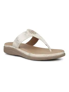 Inc.5 Women Beige Daily Textured Round Flats Euro-36