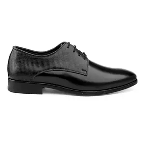 YUVRATO BAXI Men's Faux Leather Black Casual Comfortable Lace-Up Shoes with TPR Sole - 7 UK