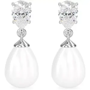 Royal silvers 925 sterling silver Royalsilvers Pear Pearl, Cubic Zirconia Sterling Silver Drops & Danglers Pearl Silver Drops & Danglers