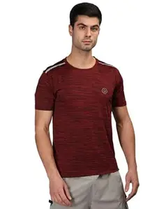 CHKOKKO Men's Polyester Regular Fit Round Neck Regular Dry Fit Gym Sports T-Shirt