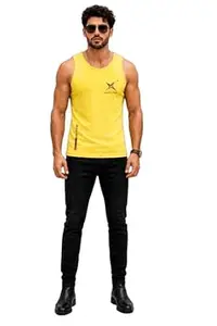 EARTH STAR Men's Cotton Tank Top T-Shirt | Sleeveless Gym Vest | Vest for Man Graphic Logo Print for Workout, Beach, Gym | Workout Sando | Gym Tshirts