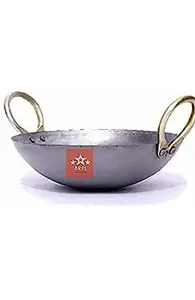 BRRL Iron Lokhand Kadhai 10"/ 1.5 L Pure Original Loha kadai for Cooking and Frying - White price in India.