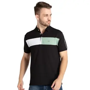 Status Quo Mens Colorblocked Polo T-Shirt Black
