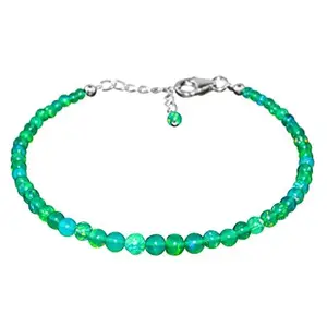 RRJEWELZ green opal, Stone Shape- round, Stone Style- smooth, Stone Beads Size- 2-4mm, Bracelet length- 7inch, Stone Color- green