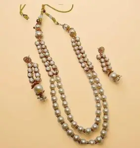 Bhagwati jewels art | kundan moti necklace set for women 9057