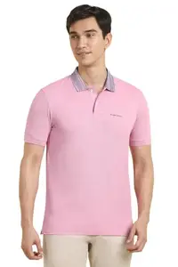 Allen Solly Men's Solid Regular Fit T-Shirt (ASKPMARGFK56885_Pink