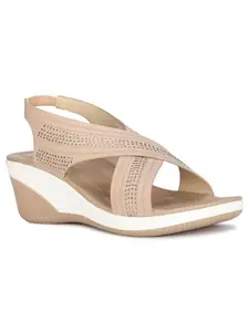 Bata Carol Wedge Sandal Womens Casual Sandal in Yellow Beige Gold, 5 UK