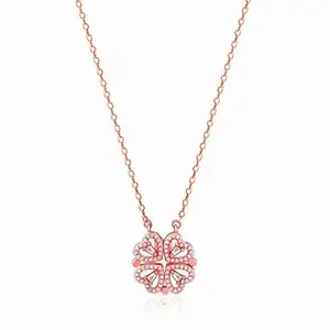 Magnetic Heart Clover Pendant Necklace For Women And Girls Ideal For Valentine's Day | Mother's Day | BirthDay (Clover Pendant Style 3)