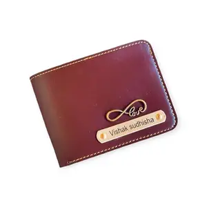 NAVYA ROYAL ART Customized Personalized Wallet Gifts for Men Leather Wallet for Men and Boys - Personalized Wallet with Name & Charm Purse - Brown