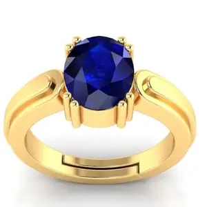 LMDPRAJAPATIS 3.25 Ratti/4.00 Carat Natural Blue Sapphire Neelam Gemstone Adjustable Gold Plated Ring For Women And Men