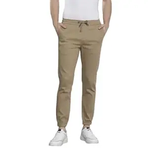 The Indian Garage Co Men Slim Fit Solid Mid-Rise Stretchable Chino Joggers