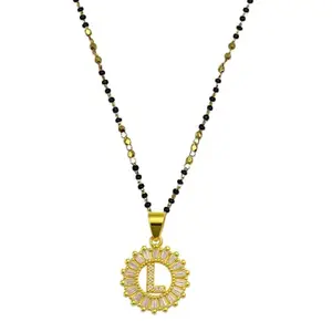 Digital Dress Room L Letter Alphabet Short Mangalsutra Designs With American Diamond Pendant Gold Plated Name Design