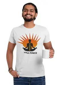 Danya Creation Yoga Power - White - Comfortable Yoga T-Shirts for Yoga Printed Men's T-Shirts White