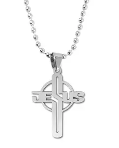 De-Ultimate JAR0378 Silver Unisex Metal Lord Holy Jesus Christ Cross Christian Catholic Cutting Antique Beautiful Fashion Isa Masih Locket Pendant Necklace