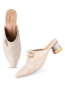 JM LOOKS Fancy Pointed Toe Block Heel Sandal Mules: Trendy Comfort for Women & Girls