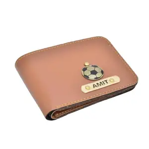 NAVYA ROYAL ART Men's Leather Wallet Name Leather Wallet for Mens Customise Printed on Wallet - Tan