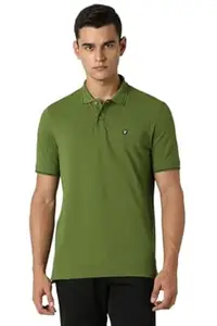 Van Heusen Men's Cotton Solid Regular Fit Collar Polo T-Shirt