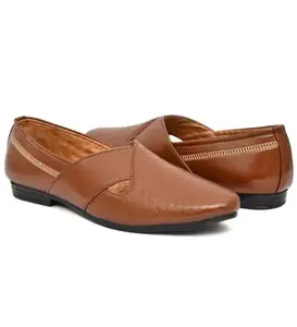 Men's Faux Leather Formal Shoes (Tan, 7)-PID53513