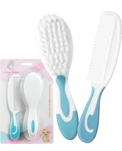 Generic Baby Hair Brush, White Plastic with Soft Nylon Bristles, 15x5x2 cm, Gentle on Scalp, Rectangular Shape, 2-Piece Set for Newborns and Infants