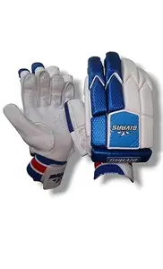 BIVAAS Leather Cricket Batting Gloves Right Hand Cricket Gloves for Men Size, Colour Blue & White