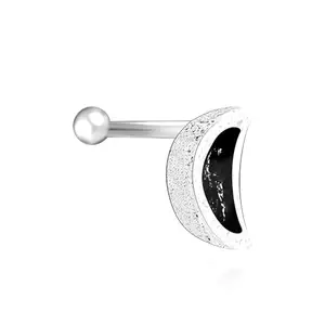 TOUCH925 925 Silver Crescent Charm Nose Pin for Women and Girls | Moon-Inspired Nose Pin with Subtle Shine | Adjustable Silver Nose Jewelry for Ethnic & Festive Looks