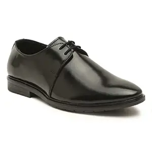 MUTAQINOTI Men's Jet Black Luxury Patent Leather Derby Shoes for Men Formal 9 UK (MQVXPLJB) (Goel)