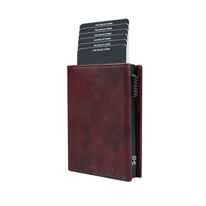 The Wallet Store Defender RFID Protected Wallet | Pop-up Card Holder | Scan Proof Wallets for Men | Aluminium Case | Up to 8 Cards | Credit & Debit Card Holder (Wine)