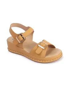 Carlton London Women Sandal,Mustard,UK-5