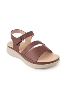 scentra fashion Women's Stylish Slip-On Flat Sandals – Comfortable, Durable, and Ideal for Daily, Work, and Casual Wear (Brown, UK Footwear Size System, Adult, Women, Numeric, Medium, 5)