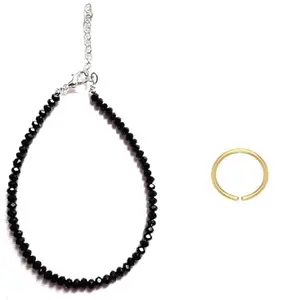 fashion accessories Anklet Nazar Black Metal Payal 1Pcs for Women Girls Fancy Collection with Silver Plating + 1 Nosering