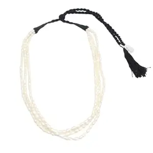 Rajasthan Gems 3 Line Necklace Strand String Beaded Freshwater Pearl Stone Bead Women D964