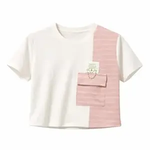 BADBEE Women's Colour Block Crop Top, Cotton, Short Sleeve, Slim Fit, Casual Sporty Style, Stretch Fabric