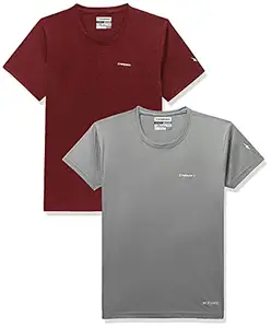 Charged Brisk-002 Melange Round Neck Sports T-Shirt Rust Size 2Xl And Charged Play-005 Interlock Knit Geomatric Emboss Round Neck Sports T-Shirt Light-Grey Size 2Xl