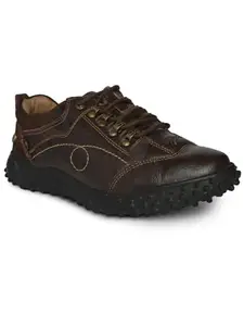 Buckaroo Radar Crumbled Nappa Leather Brown Casual Shoes for Mens: Size UK 8