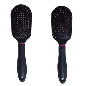 G Krishna Naturals Small Paddle Black Hair Brush for Women & Men | Durable Long Lasting Wood Kangi for Natural Hair Growth(Pack of 2) (GKNH2-06)