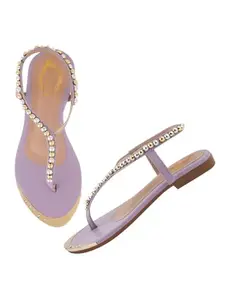 Shoetopia Smart Classy Purple Flat Sandals For Girls