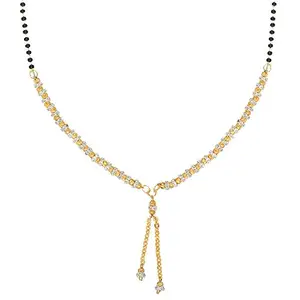 FreshVibes Traditional Indian Black Beads Chain Mangalsutra for Ladies - Stylish & Fancy Golden Pendant Neck Chain Tanmaniya for Women