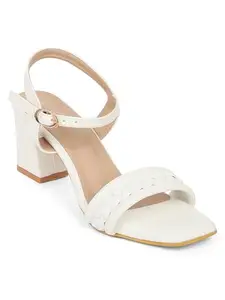 ICONICS Women Heeled Sandals,White,36