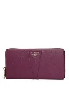 Da Milano Zip Leather Wallet for Women - Purple