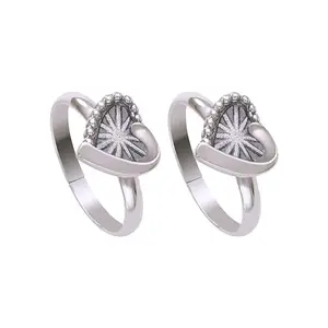 TARAASH 925 Sterling Silver Antique Finish Heart Adjustable Toe Ring for Women/Girls