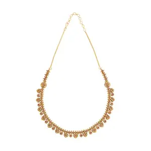 Kushal's Fashion Jewellery Womens Ruby Gold-Plated Ethnic Antique Necklace - 418283